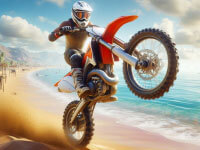 Motor Cycle Beach Stunt